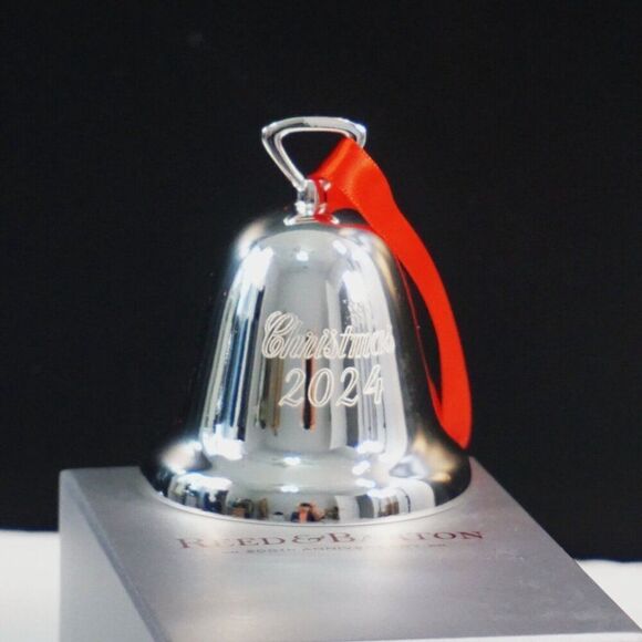 Reed And Barton Christmas 2024 Annual Silver Bell Ornament New in Box - Picture 5 of 7